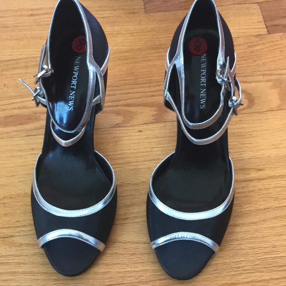 Newport News black and silver heels